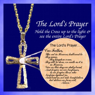 Lord's Prayer View Plug Cross Necklace