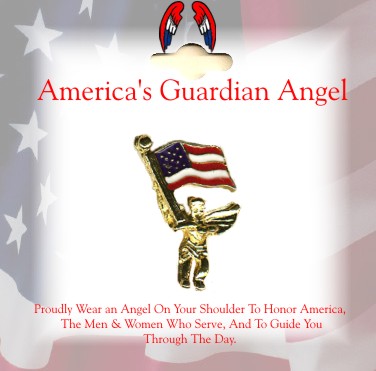 USA Guardian Angel With Flag Lapel PIN