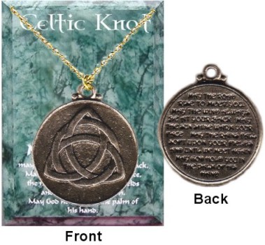 Irish Celtic Knot 2 Sided Necklace With Irish Blessing