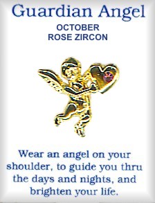 Guardian Angel Birthstone Heart Pins