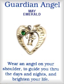 Guardian Angel Eternity Heart Birthstone Pin