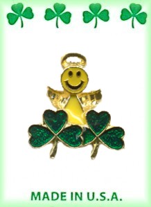 Irish & St. Patrick's Smiley ANGEL PIN