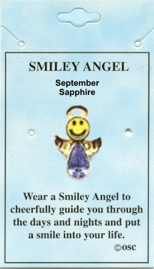 Birthstone Austrian Crystal Smiley ANGEL  PIN