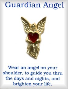 VALENTINE Guardian Angel Tac Pin With Red Heart