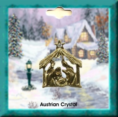 Christmas  Nativity Crystal Pin