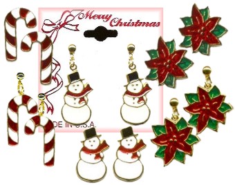 Christmas DANGLE & Post Pierced  Earrings Assortment