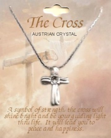 Cross Charm Necklace with Austrian Crystal Stone