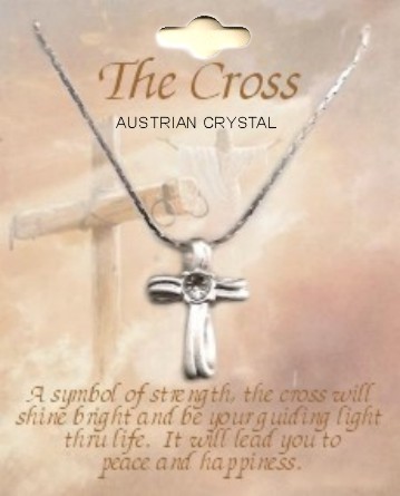 Cross Charm NECKLACE with Austrian Crystal Stone