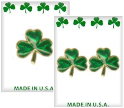 Irish Shamrock Pins & EARRINGS in 3 Dozen Display