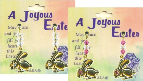 Easter Austrian Crystal Bunny Pierced EARRING Assortment