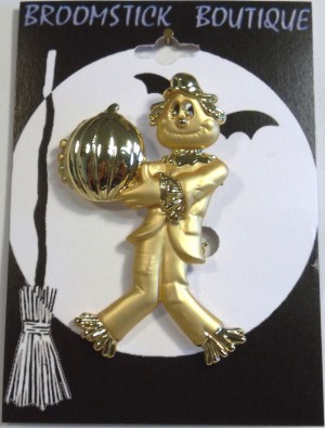 Halloween Pumpkin Scarecrow Brooch Pin