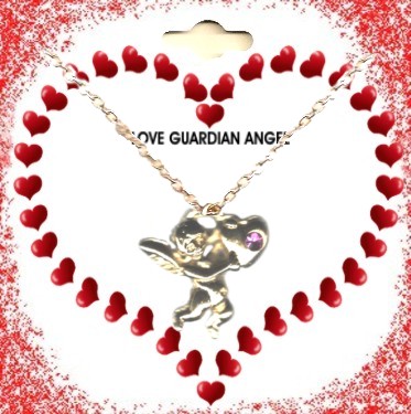 Valentine Guardian Angel NECKLACE With Crystal Stone