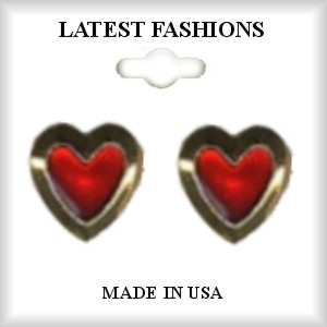 Valentine Red Heart Pierced Earrings