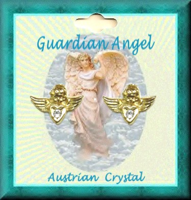 Guardian Angel Austrian Crystal Stone Pierced EARRINGS