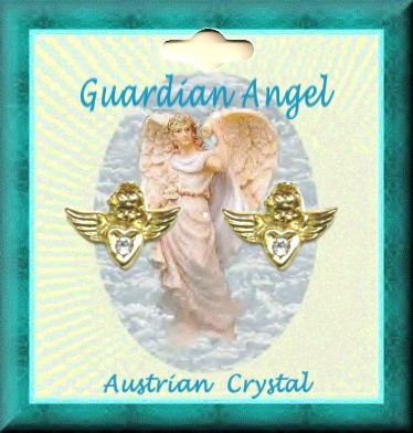 Guardian Angel Austrian Crystal Stone Pierced Earrings