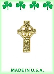 Irish Celtic Cross Pin in GOLD Plate