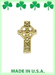 Irish Celtic Cross PIN IN Gold Plate