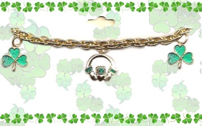 Irish Claddagh & Shamrock 7 Inch CHARM Bracelet