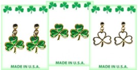 Irish Shamrock DANGLE & Post Pierced Earrings