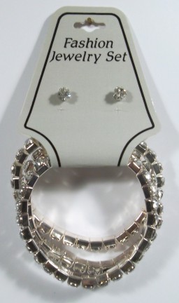Austrian Crystal Stretch Bracelet Trio & Earrings Set
