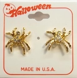 Halloween Spider Austrian Crystal Pierced EARRINGS