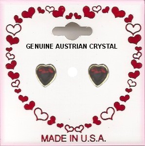 VALENTINE Red Crystal Heart Pierced Earrings