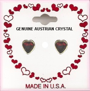 ValentINe Red Crystal Heart Pierced EarrINgs