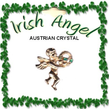 Irish Angel HoldINg Claddagh PIN