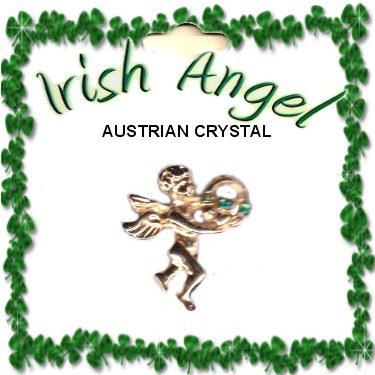 Irish ANGEL Holding Claddagh Pin