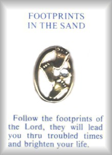 Footprints in the Sand Lapel Pin With Crystal Stone