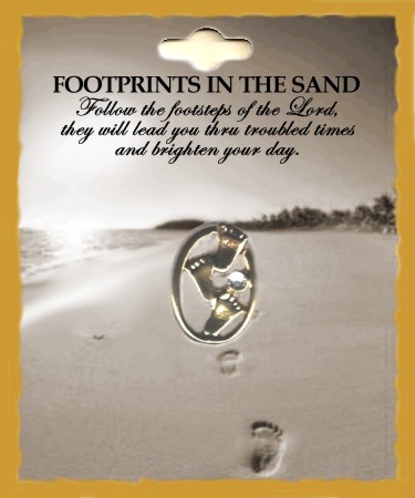 Footprints in the Sand Lapel Pin With Crystal Stone