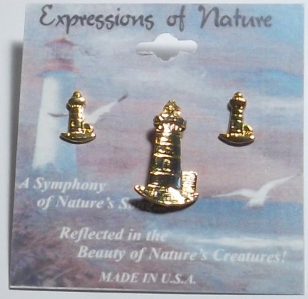 Lighthouse Set of Pierced Earring & Pin