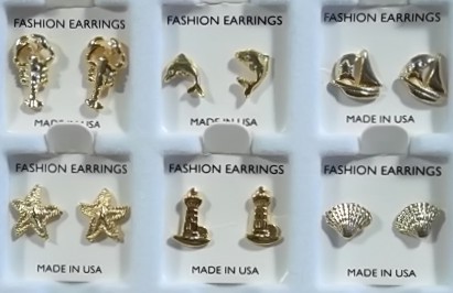 Nautical Sealife Pierced EARRINGS in 3 Dozen Display