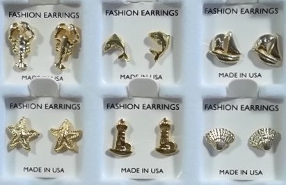 Nautical Sealife Pierced Earrings in 3 Dozen Display