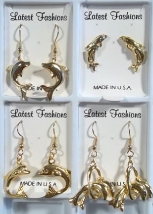 DolphIN Pierced EarrINgs IN 3 Dozen Display