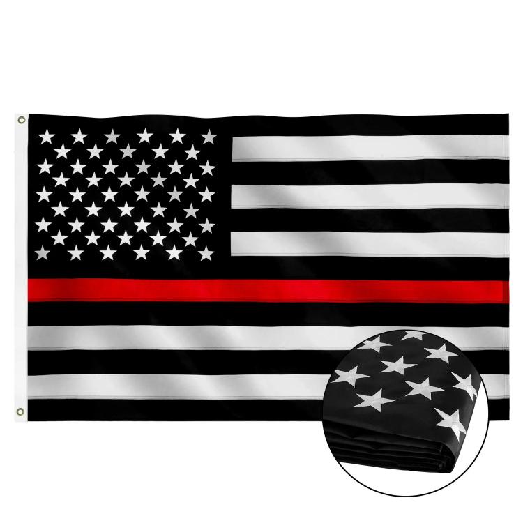 Thin REd AmEricAn 3ft x 5ft Poly FlAg - US MAdE